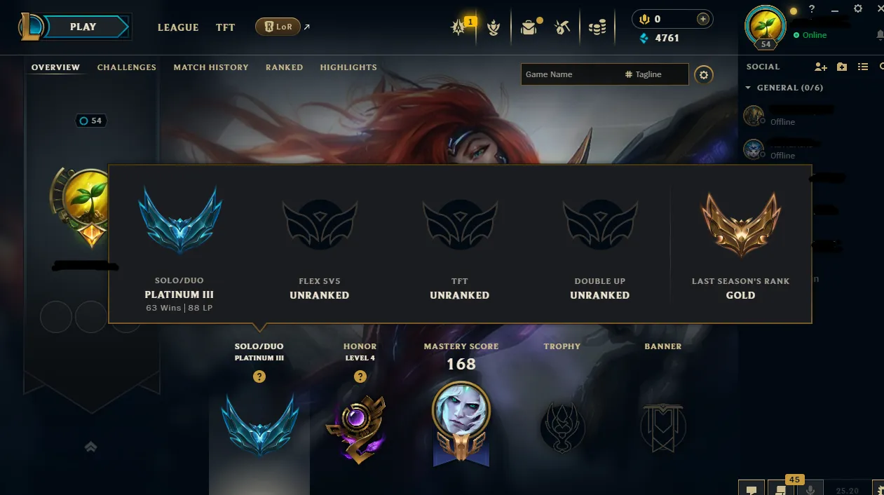 💎【EUNE】PLATINUM 3 ⚡57% WR ✅14 Skin 📧Full Access | Instant Delivery